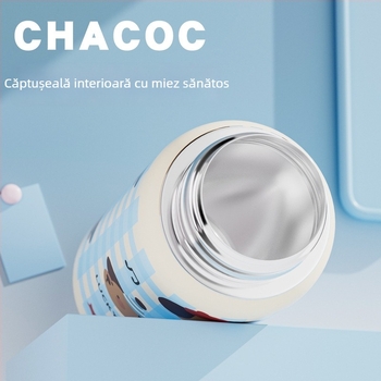 Cană termos portabilă cu design în formă de glonț, interior din oțel inoxidabil 316, exterior din oțel inoxidabil 201, pentru elevi și copii