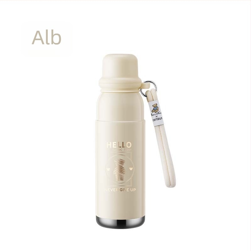Advance – Termos Teddy clasic, izolație în vid, din oțel inoxidabil, portabil, pentru mașină, cu mâner din frânghie, interior 316, exterior 304