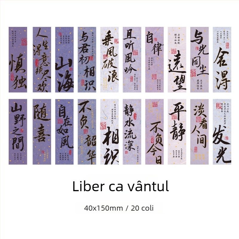 Set de semne de carte aurii într-o cutie, seria Long Song Weiyang, caligrafie chineză antic pentru jurnal, clips decorativ pentru carte
