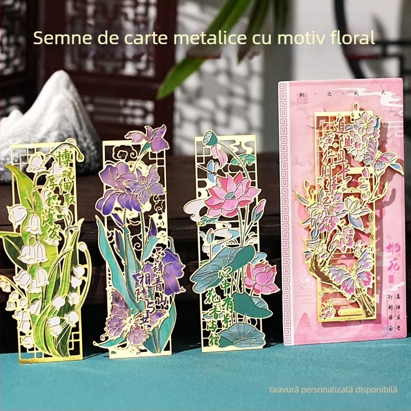 Semn de carte metalic decupat în formă de lotus, senzație premium, marcaj floral, cadou creativ pentru profesori