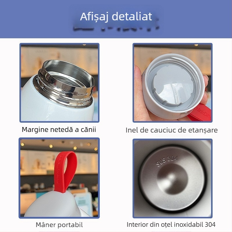 Cană termos izolată, mică, portabilă – compactă pentru apă, utilizare în aer liber