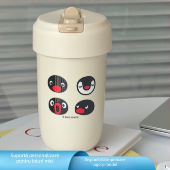Ceașcă de cafea din oțel inoxidabil 316, izolație, cu pai, stil japonez drept, personalizabilă