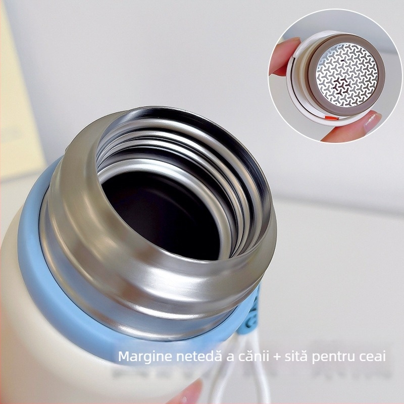 Termos pentru studenți, capacitate mare, oțel inoxidabil 316, portabil, stil minimalist Instagram, compartiment pentru ceai