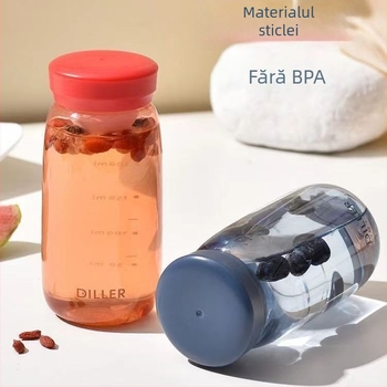 Ceașcă mică din plastic, drăguță, cu scară de măsurare, portabilă, capacitate mică, design simplu, cană de ceai la modă