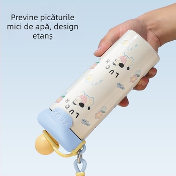 Noul termos cu design animat, cu bilă plutitoare, din oțel inoxidabil 316, cu pai, portabil, utilizare dublă