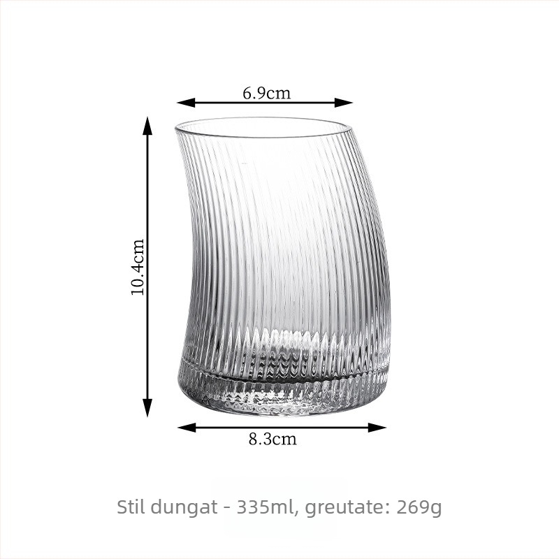 Pahar din sticlă cu model ciocan în formă de semilună, design modern minimalist pentru latte, cafea, sucuri și apă