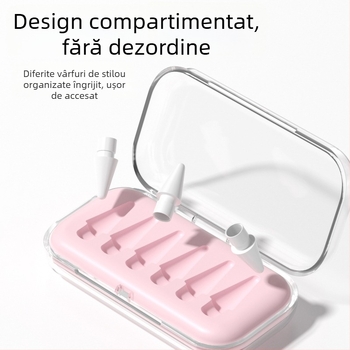 Cutie transparentă pentru depozitarea vârfului Apple Pencil, compatibilă cu modificări și înlocuiri pentru stylus iPad, universală