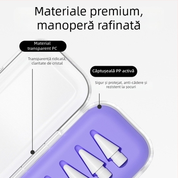Cutie transparentă pentru depozitarea vârfului Apple Pencil, compatibilă cu modificări și înlocuiri pentru stylus iPad, universală