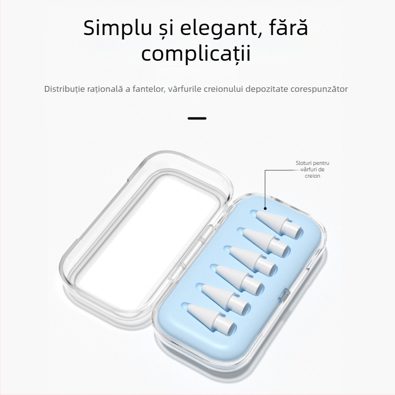 Cutie transparentă pentru depozitarea vârfului Apple Pencil, compatibilă cu modificări și înlocuiri pentru stylus iPad, universală