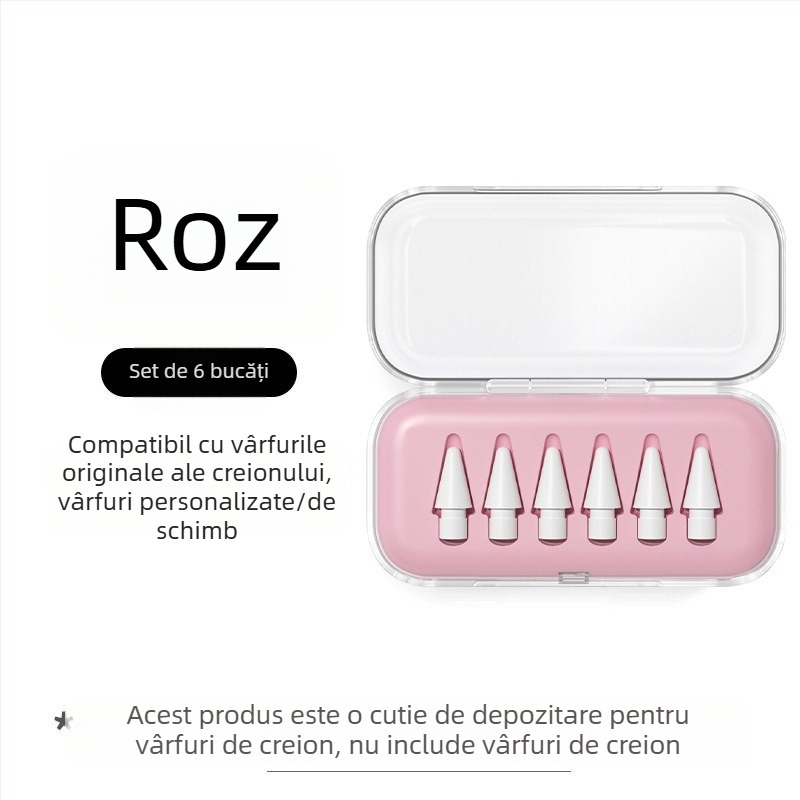 Cutie transparentă pentru depozitarea vârfului Apple Pencil, compatibilă cu modificări și înlocuiri pentru stylus iPad, universală