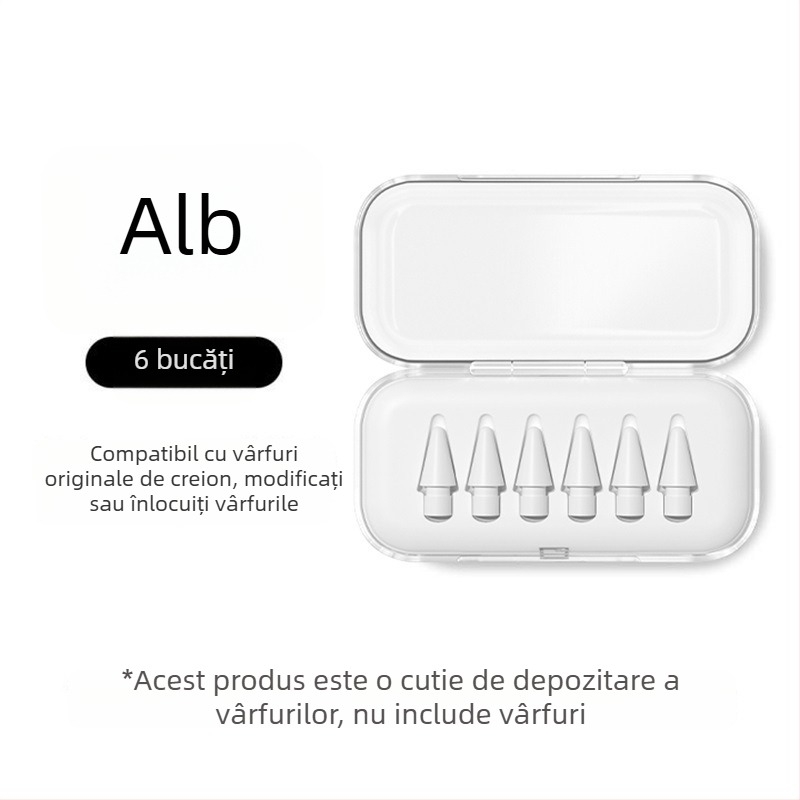 Cutie transparentă pentru depozitarea vârfului Apple Pencil, compatibilă cu modificări și înlocuiri pentru stylus iPad, universală