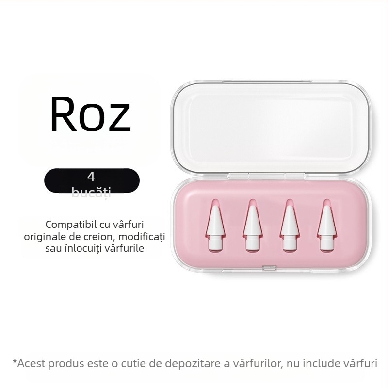 Cutie transparentă pentru depozitarea vârfului Apple Pencil, compatibilă cu modificări și înlocuiri pentru stylus iPad, universală