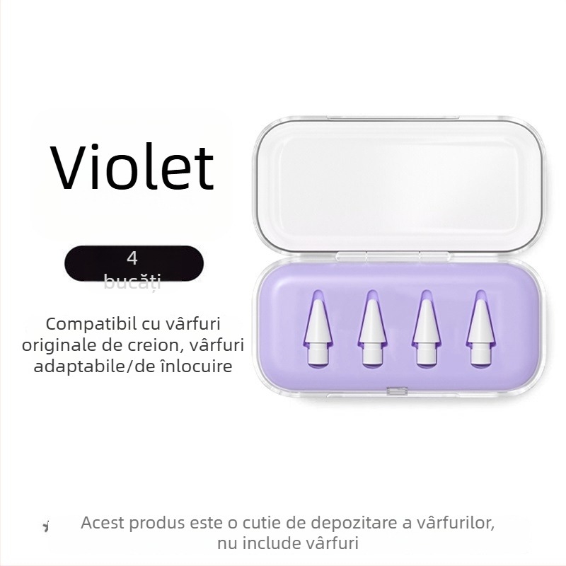 Cutie transparentă pentru depozitarea vârfului Apple Pencil, compatibilă cu modificări și înlocuiri pentru stylus iPad, universală
