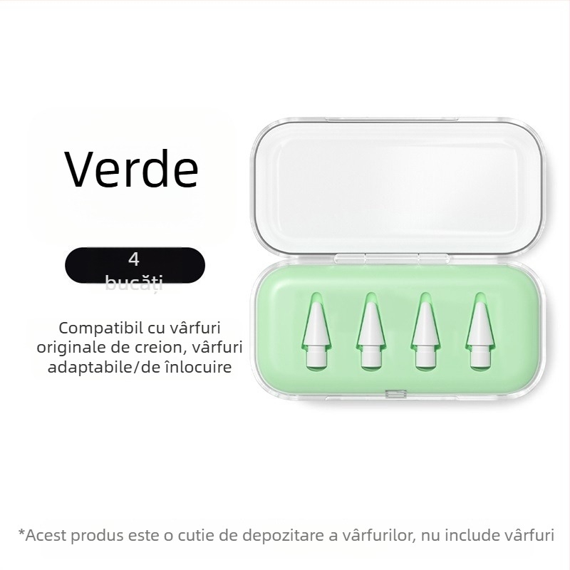Cutie transparentă pentru depozitarea vârfului Apple Pencil, compatibilă cu modificări și înlocuiri pentru stylus iPad, universală