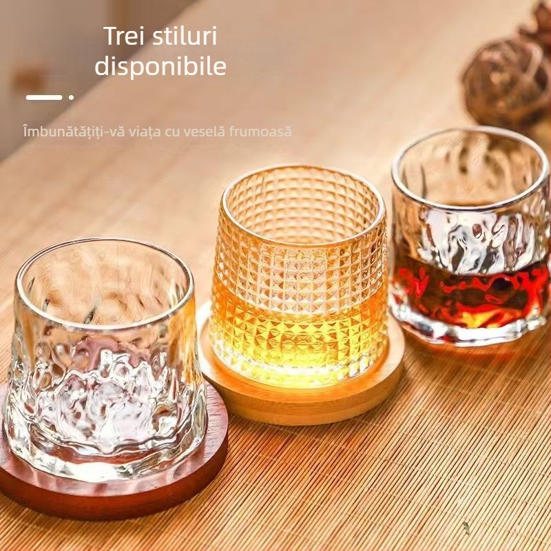 Pahar din sticlă groasă pentru whisky, finisaj cristal, potrivit pentru sucuri