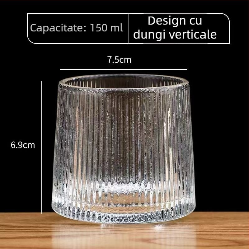 Pahar din sticlă groasă pentru whisky, finisaj cristal, potrivit pentru sucuri