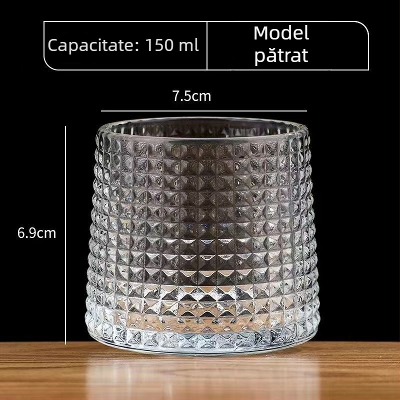 Pahar din sticlă groasă pentru whisky, finisaj cristal, potrivit pentru sucuri