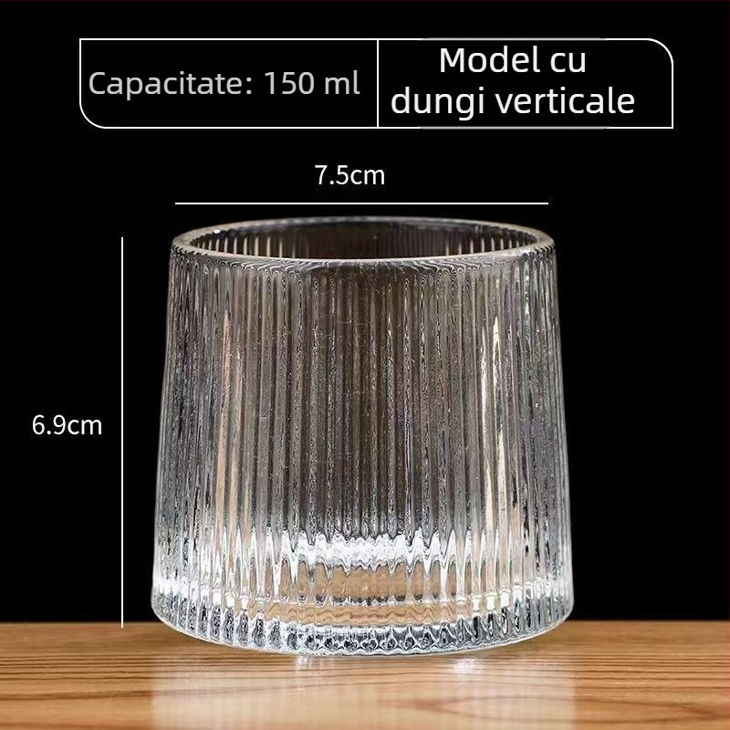 Pahar din sticlă groasă pentru whisky, finisaj cristal, potrivit pentru sucuri
