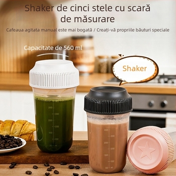Cupe shaker portabil cu scară pentru băuturi de casă, cană de cafea, milkshake amestecat manual, capacitate mare pentru proteine și fitness, design elegant