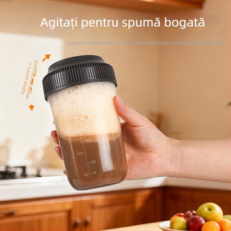 Cupe shaker portabil cu scară pentru băuturi de casă, cană de cafea, milkshake amestecat manual, capacitate mare pentru proteine și fitness, design elegant
