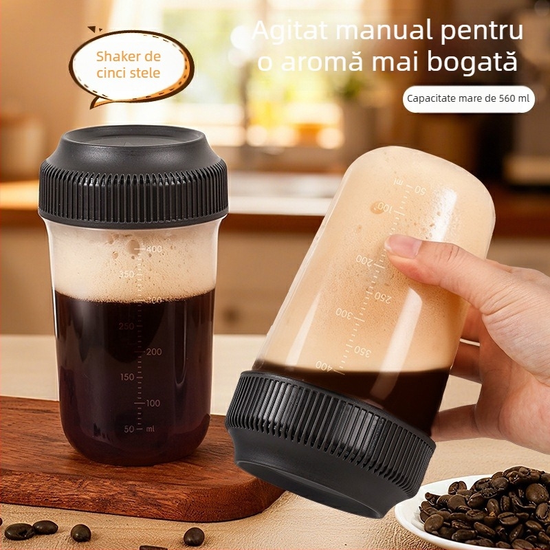 Cupe shaker portabil cu scară pentru băuturi de casă, cană de cafea, milkshake amestecat manual, capacitate mare pentru proteine și fitness, design elegant