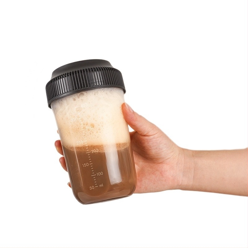 Cupe shaker portabil cu scară pentru băuturi de casă, cană de cafea, milkshake amestecat manual, capacitate mare pentru proteine și fitness, design elegant