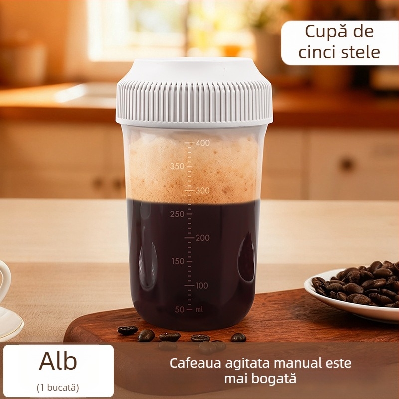 Cupe shaker portabil cu scară pentru băuturi de casă, cană de cafea, milkshake amestecat manual, capacitate mare pentru proteine și fitness, design elegant