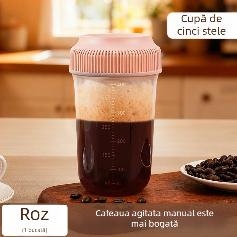Cupe shaker portabil cu scară pentru băuturi de casă, cană de cafea, milkshake amestecat manual, capacitate mare pentru proteine și fitness, design elegant