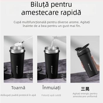 Bangda shaker fitness din oțel inoxidabil 316, cu marcaj de măsurare, capacitate mare, izolație în vid pentru amestecarea pudrei de proteine