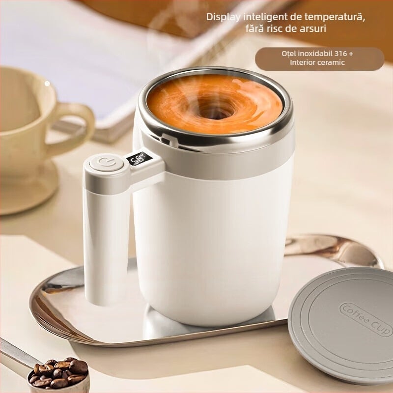 Cească magnetică din oțel inoxidabil 316, automată, portabilă, pentru cafea și shake proteic