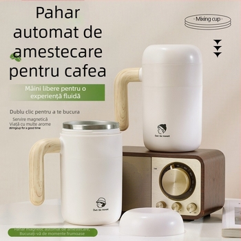 Cană automată de amestec cu magneți și încărcare wireless, din oțel inoxidabil, portabilă pentru cafea