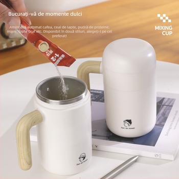 Cană automată de amestec cu magneți și încărcare wireless, din oțel inoxidabil, portabilă pentru cafea