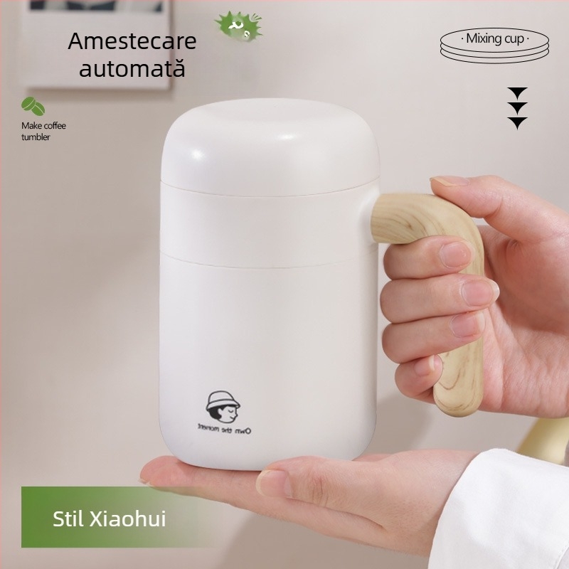 Cană automată de amestec cu magneți și încărcare wireless, din oțel inoxidabil, portabilă pentru cafea