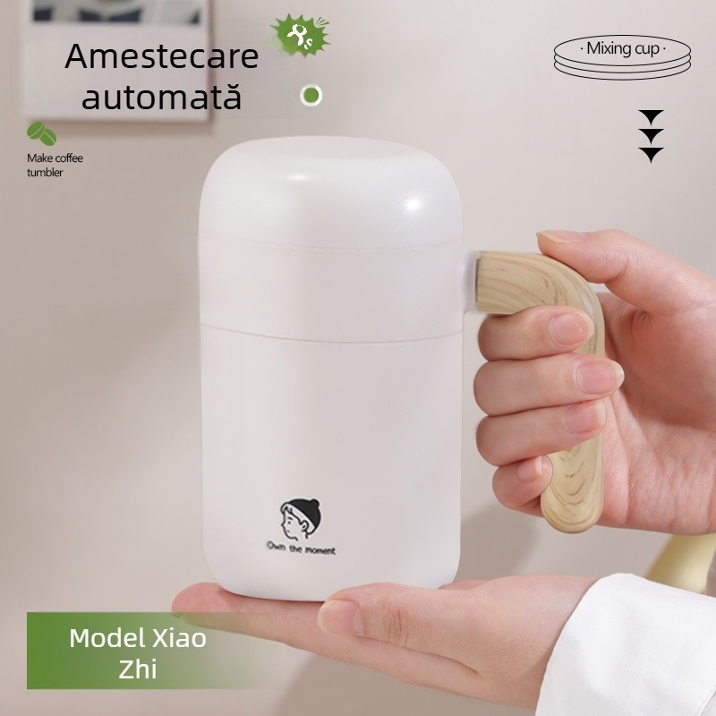 Cană automată de amestec cu magneți și încărcare wireless, din oțel inoxidabil, portabilă pentru cafea