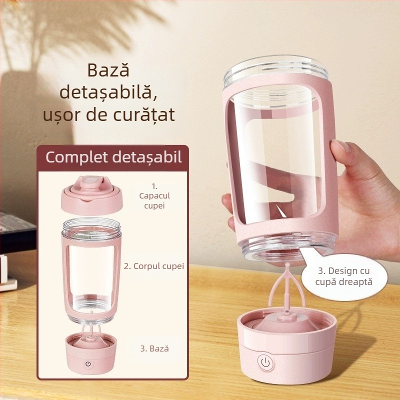 Ceașcă automată de amestecare, reîncărcabilă, material de calitate alimentară, 600 ml, ceașcă electrică de amestecare pentru cafea