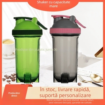 Shaker din plastic pentru sport cu scară de măsurare, pentru pudră de proteine și shake-uri înlocuitoare de masă