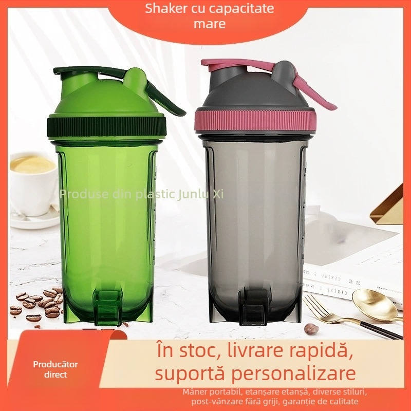 Shaker din plastic pentru sport cu scară de măsurare, pentru pudră de proteine și shake-uri înlocuitoare de masă