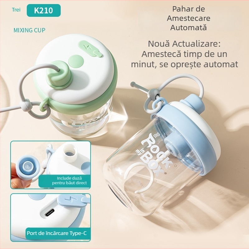 Căniță de amestec Type-C, cană electrică din material alimentar, rezistentă la temperaturi înalte, shaker pentru copii