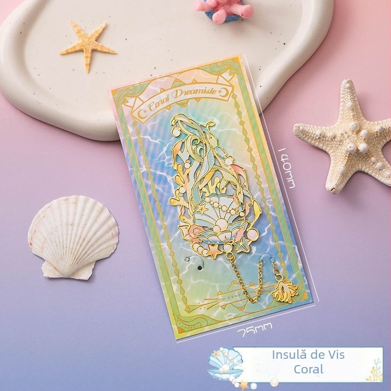 Set romantic cu semn de carte inspirat de ocean — clemă metalică pentru carte, cadou pentru prieteni