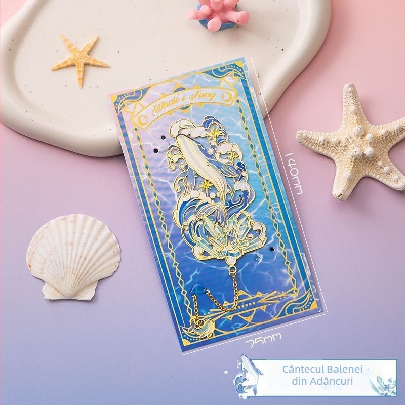 Set romantic cu semn de carte inspirat de ocean — clemă metalică pentru carte, cadou pentru prieteni