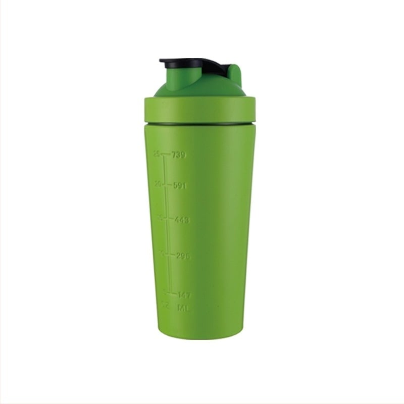 Shaker din oțel inoxidabil 304, un singur strat, 750 ml, pentru fitness în aer liber, cu scară de măsurare, recipient portabil pentru mașină