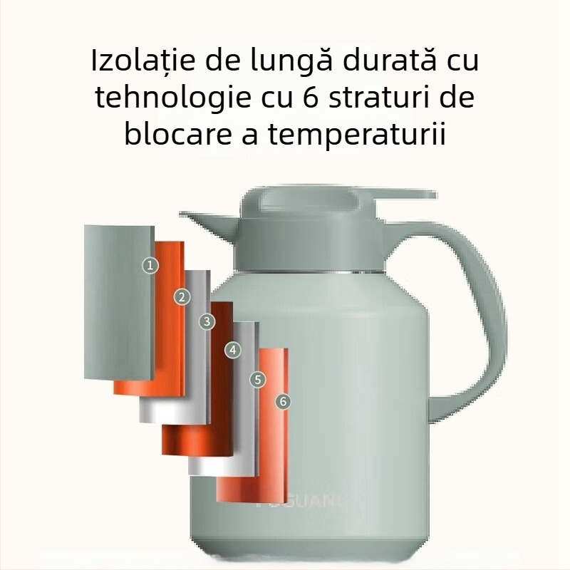 Fuguang termos de masă din oțel inoxidabil 304, capacitate mare, pentru uz casnic, infuzor de ceai portabil, menține temperatura, 2000 ml