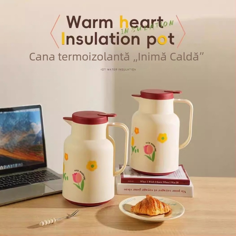 Termos pentru uz casnic, cu capacitate mare și interior din sticlă