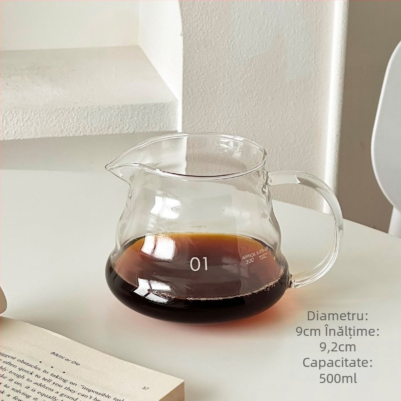 Barx cană pour-over din sticlă borosilicată rezistentă la temperaturi înalte – infuzare la rece și filtrare cafea, echipament profesional