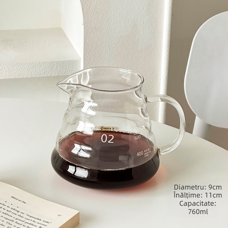 Barx cană pour-over din sticlă borosilicată rezistentă la temperaturi înalte – infuzare la rece și filtrare cafea, echipament profesional