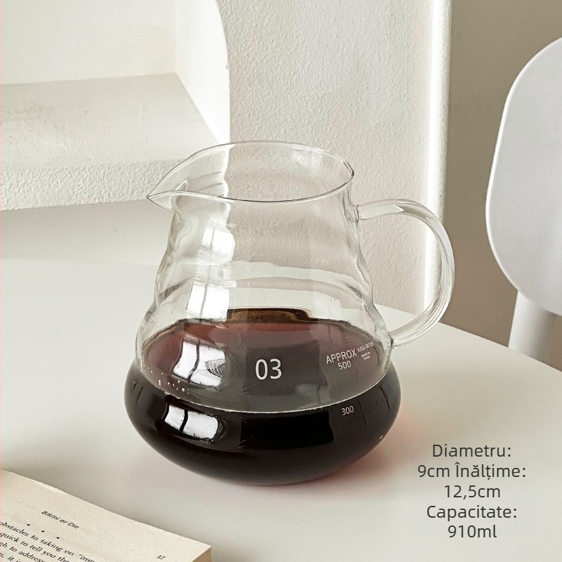 Barx cană pour-over din sticlă borosilicată rezistentă la temperaturi înalte – infuzare la rece și filtrare cafea, echipament profesional