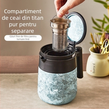 Recipient izolat din titan pentru uz casnic, capacitate mare; ceainic cu separare ceai-apă; ceainic sănătos pentru ceai și cafea