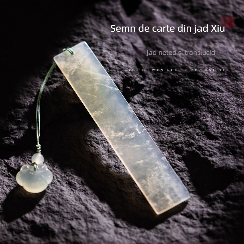 Semn de carte din jad Xiu, în stil chinez antic, cutie cadou clasică