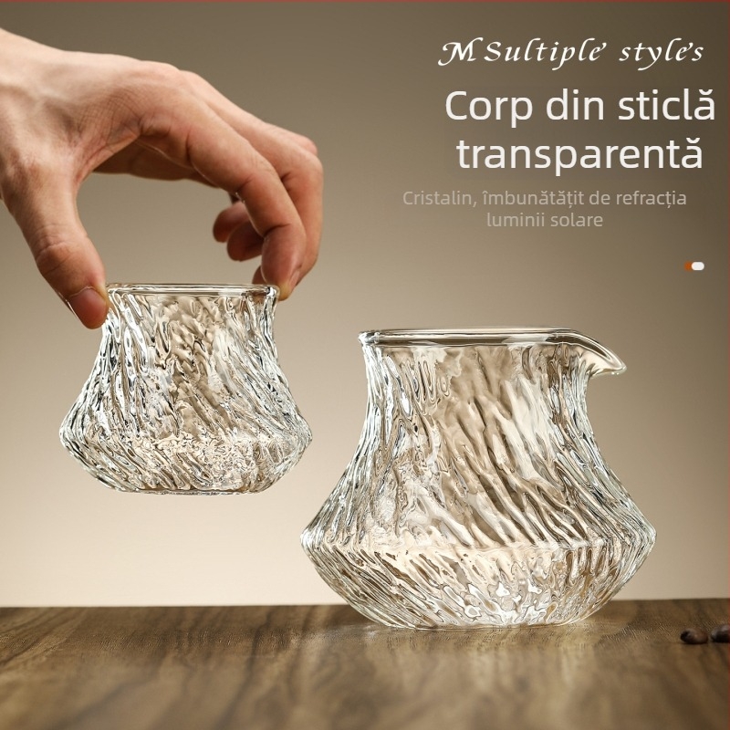 Ceașcă de degustare pentru cafea preparată manual, din sticlă borosilicat cu model glaciar, carafă pentru împărțire și ceașcă aromatică, design premium