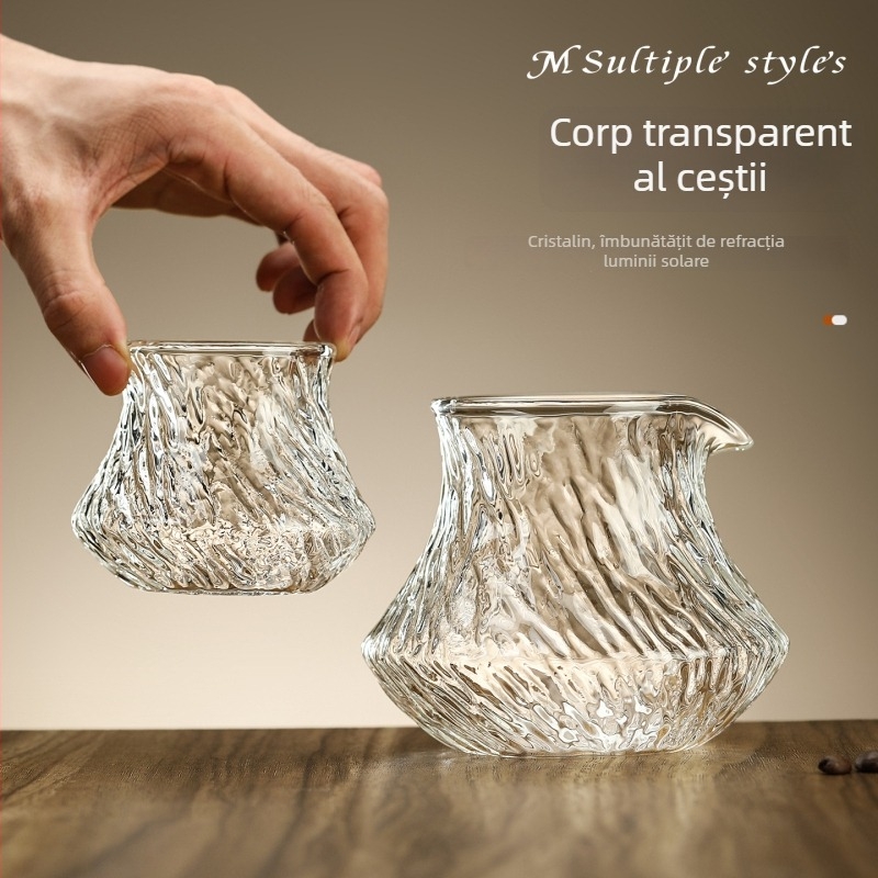 Ceașcă de degustare pentru cafea preparată manual, din sticlă borosilicat cu model glaciar, carafă pentru împărțire și ceașcă aromatică, design premium